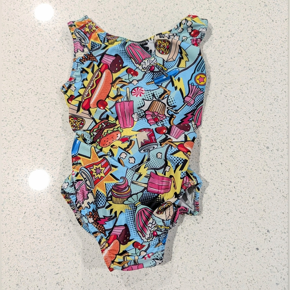 TINY TODDLER Foxy Gymnastics Leotard CXXS 4/5 XX- Small COMIC BOOK VSCO Open Bac